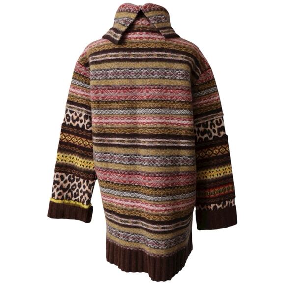 Pringle of Scotland Fall 2018 Patchwork Fair Isle Sweater In Brown Size S - Picture 11 of 13